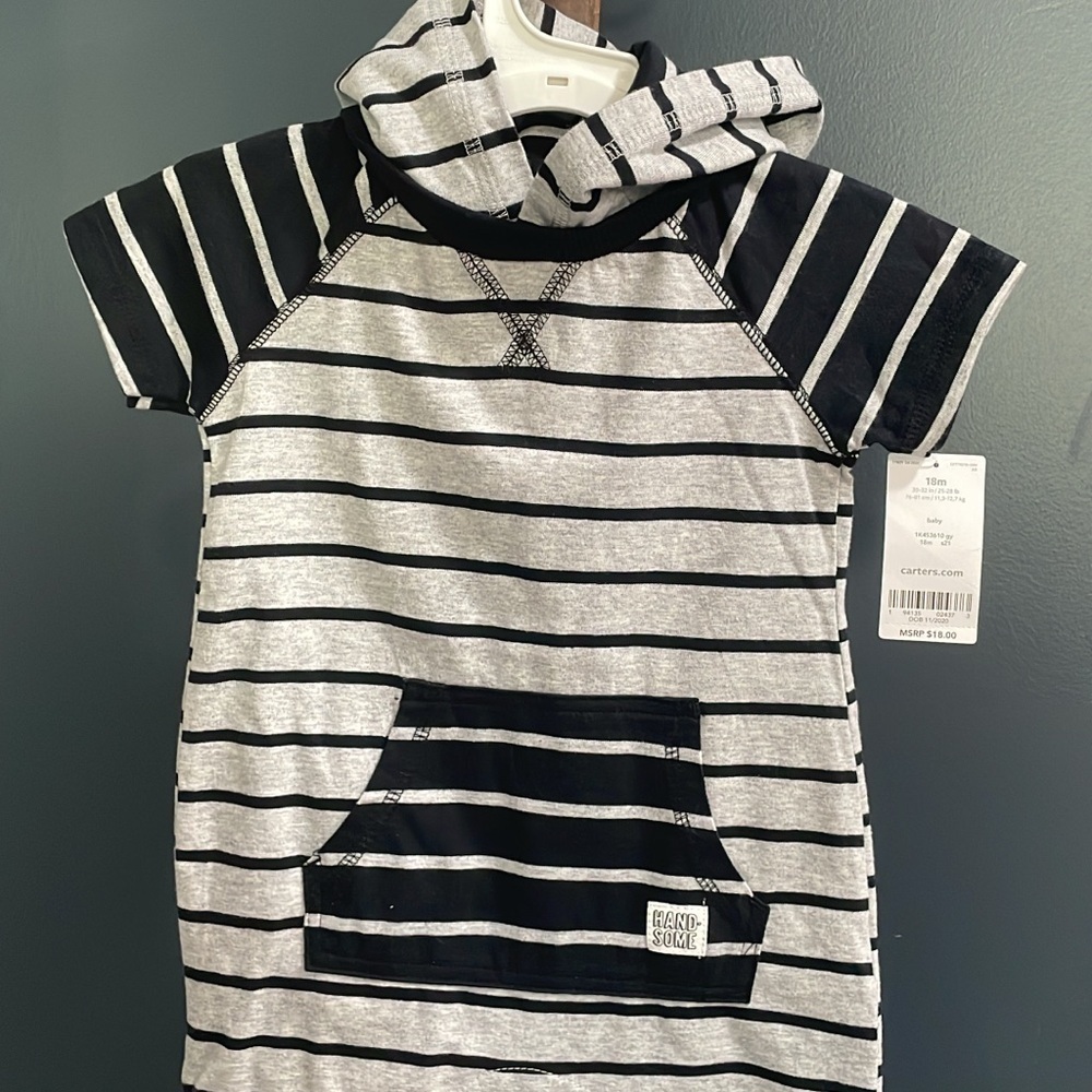 Carter's Black and Gray Striped Hoodie